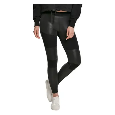 spodnie damskie (legginsy) URBAN CLASSICS - Fake Leather Tech Leggings - black