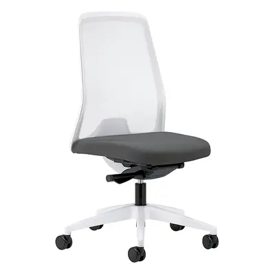 Krzesło obrotowe dla operatora EVERY, oparcie siatkowe, białe