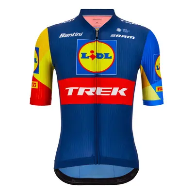 SANTINI Koszulka kolarska z krótkim rękawem - LIDL TREK TEAM ORIGINAL - niebieski/czerwony/żółty