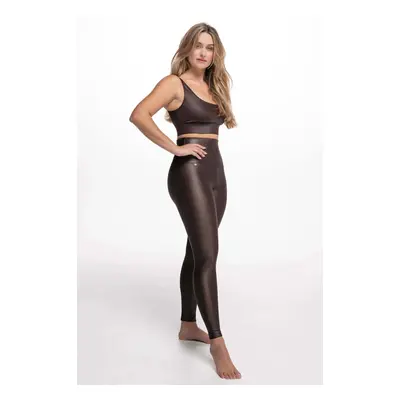 ATHLEEYA legginsy - ESSENTIAL SHINE - brązowy