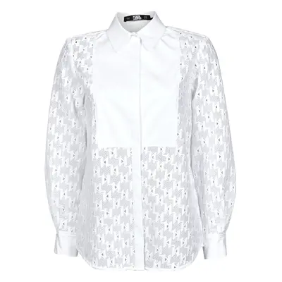 Karl Lagerfeld KL MONOGRAM LACE BIB SHIRT Koszule Biały