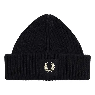 Fred Perry Patch Brand Chunky Rib Beanie Czapki Czarny