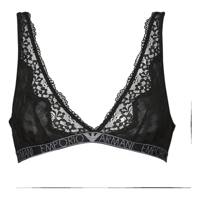 Emporio Armani VICHY MESH LACE Trójkątne/ Bez fiszbin Czarny