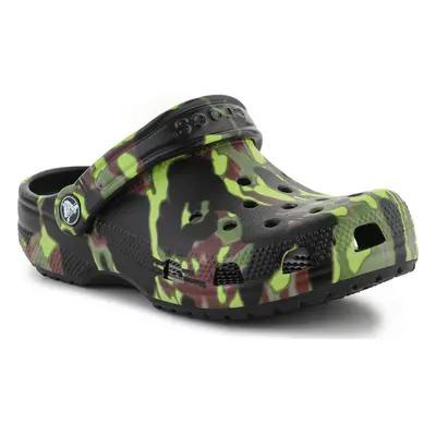 Crocs Classic Spray Camo Clog Kids BLACK Sandały Dziecko Wielokolorowy