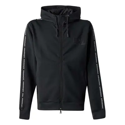 Ea7 Emporio Armani Logo Series Stretch Viscose Zip Hoodie Black Bluzy Czarny