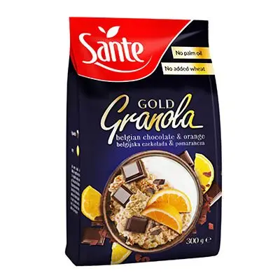 SANTE Granola Gold Belgijska Czekolada i Pomarańcza - 300g - Belgijska Czekolada i Pomarańcza - 