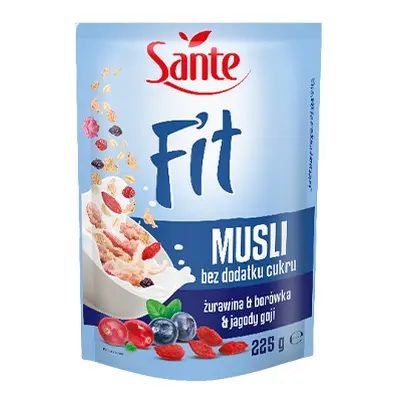 SANTE Fit Musli Bez Cukru - 225g - Żurawina Borówka Jagody Goji - Kategoria tymczasowa