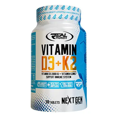 REAL PHARM Vitamin D3 2000IU + K2 MK7 - 90tabs