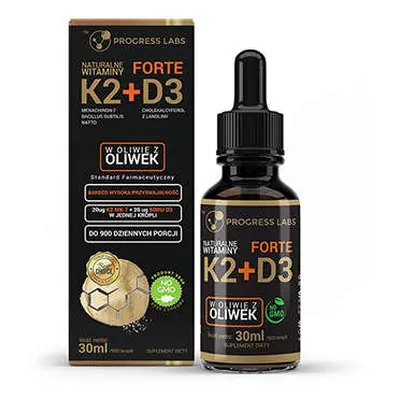 PROGRESS LABS Vitamin K2 MK-7 20mcg + D3 Forte 20mcg - 30ml