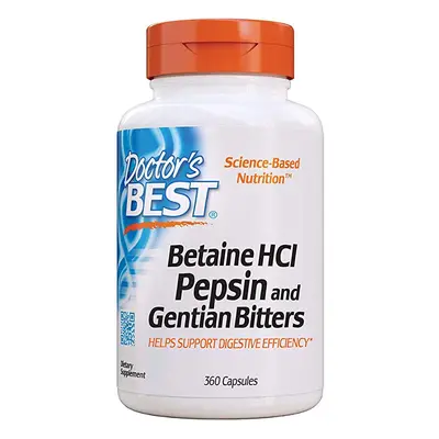 Doctor's Best Betaine HCl + Pepsin & Gentian Bitters (goryczka), 360 kapsułek