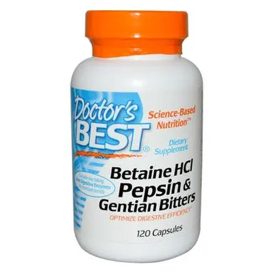 Doctor's Best Betaine HCl + Pepsin & Gentian Bitters (goryczka), 120 kapsułek