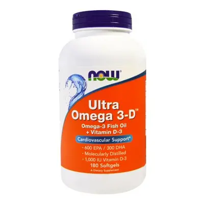 Now® Foods NOW Ultra omega-3 z witaminą D, 300 DHA / 600 EPA, 180 kapsułek żelowych