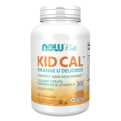 Now® Foods NOW Kid Cal, Orange, Calcium, Magnez, Witamina D dla dzieci, 100 pastylek do ssania