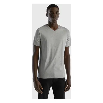 Benetton, Long Fiber Cotton T-shirt, size XS, Light Gray, Men