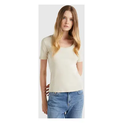 Benetton, Short Sleeve T-shirt In Long Fiber Cotton, size XXS, Beige, Women