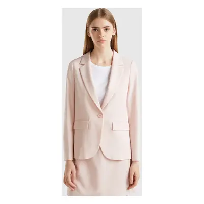 Benetton, Blazer In Stretch Viscose Blend, size , Soft Pink, Women