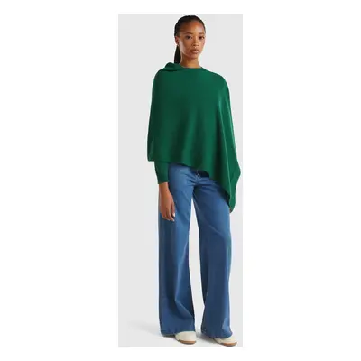 Benetton, Cashmere Blend Poncho, size OS, Dark Green, Women