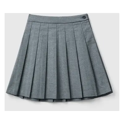 Benetton, Pleated Skirt In Flannel, size XL, Gray, Kids