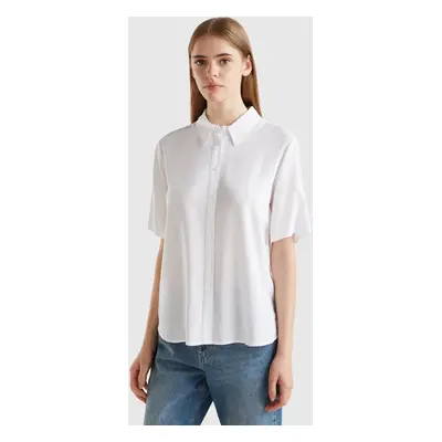 Benetton, 3/4 Sleeve Shirt In Viscose, size XXS, White, Women