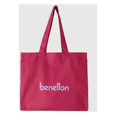 Benetton, Burgundy Tote Bag In Pure Cotton, size OS, Burgundy, Women