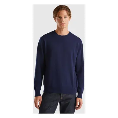 Benetton, Midnight Blue Sweater In Pure Cashmere, size XS, Dark Blue, Men