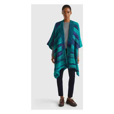 Benetton, Multicolor Poncho In Wool Blend, size OS, Multi-color, Women