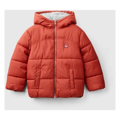 Benetton, Padded Jacket With Teddy Interior, size XL, Brick Red, Kids