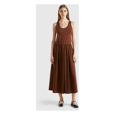 Benetton, Cotton Midi Dress, size XXS, Dark Brown, Women