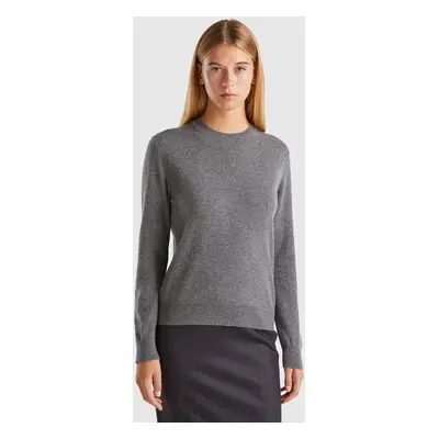 Benetton, Dark Gray Sweater In Pure Cashmere, size XS, Dark Gray, Women