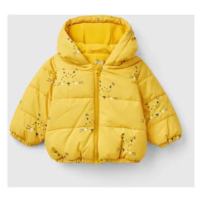 Benetton, Patterned Jacket With Zip And Hood, size 82, Yellow, Kids