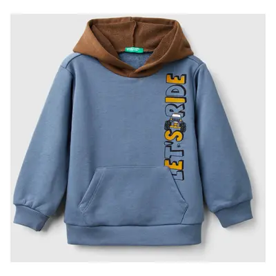 Benetton, Printed Hoodie, size 116, Air Force Blue, Kids