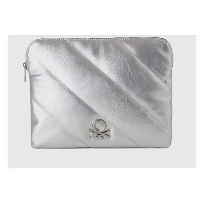 Benetton, Imitation Leather Tablet Case, size OS, Silver, Women