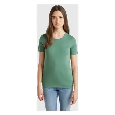 Benetton, Long Fiber Cotton T-shirt, size XXS, Dark Green, Women
