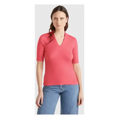 Benetton, Slim Fit T-shirt In Long Fiber Cotton, size XXS, Fuchsia, Women