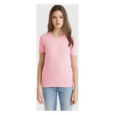 Benetton, Long Fiber Cotton T-shirt, size XXS, Pink, Women