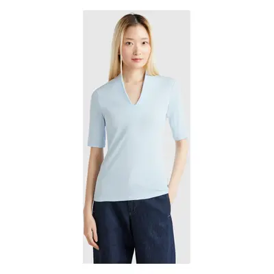 Benetton, Slim Fit T-shirt In Long Fiber Cotton, size XXS, Sky Blue, Women