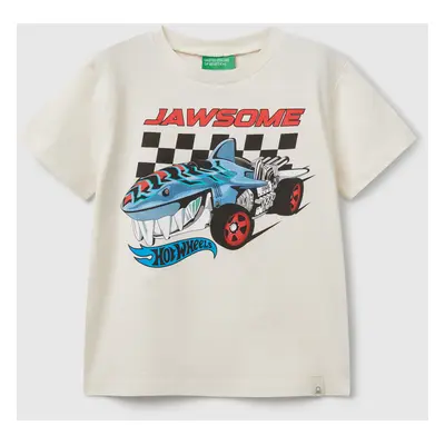 Benetton, Hot Wheels Cotton T-shirt, size 104, Creamy White, Kids
