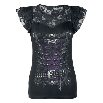 T-Shirt Goth z Spiral - Waisted Corset - S do XXL - Kobiety - czarny