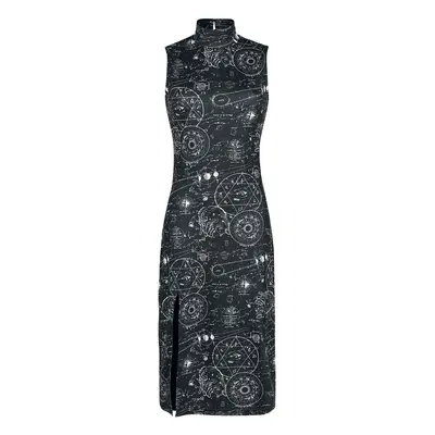 Sukienka Medium Goth z Jawbreaker - Alchemy Cat Print Midi Cut Out Dress - XS do XXL - Kobiety -