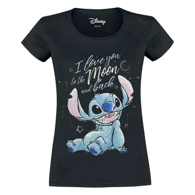 T-Shirt Disney z Lilo & Stitch - I love you to the moon and back - S do XXL - Kobiety - czarny