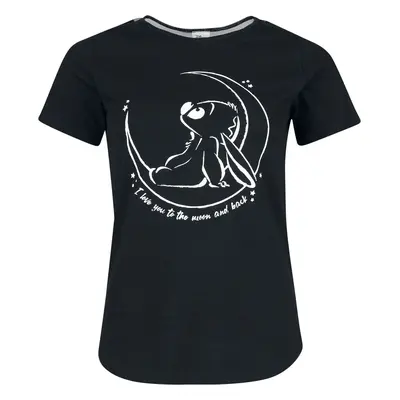 T-Shirt Disney z Lilo & Stitch - I love you to the moon and back - S do XXL - Kobiety - czarny