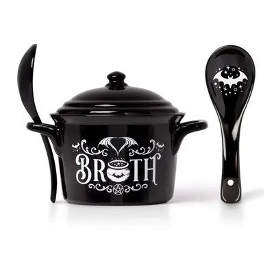 Miseczka do musli Goth z Alchemy England- Bar Broth - Kociołek z łyżką - Unisex - czarny/biały