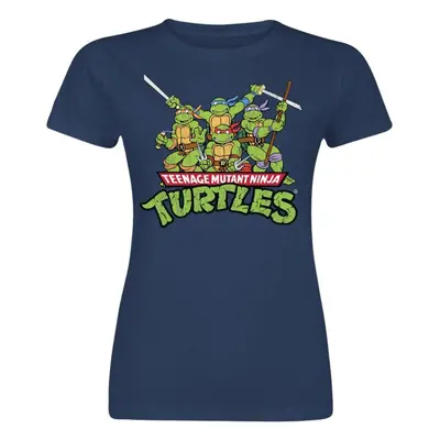 T-Shirt z Teenage Mutant Ninja Turtles - Turtles Distressed Group - S do XL - Kobiety - granatow