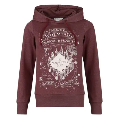 Bluza z kapturem z Harry Potter - Marauder's Map - S do 3XL - Kobiety - bordowy