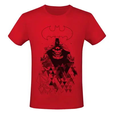 T-Shirt DC Comics z Batman - Geometric Lines - S do XXL - Mężczyźni - czerwony