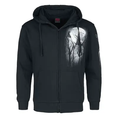 Bluza z kapturem rozpinana Goth z Spiral - Forest Wolf - M do XXL - Mężczyźni - czarny