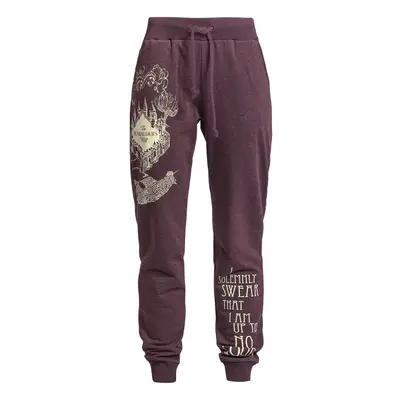 Spodnie dresowe z Harry Potter - Marauder's Map - S do 3XL - Kobiety - odcienie bordowego