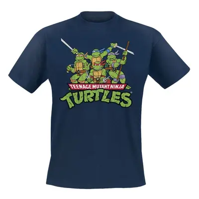 T-Shirt z Teenage Mutant Ninja Turtles - Turtles Distressed Group - S do XXL - Mężczyźni - grana
