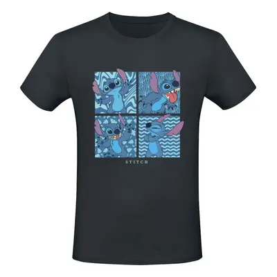 T-Shirt Disney z Lilo & Stitch - Stitch in 4 Boxes - M do L - Mężczyźni - czarny
