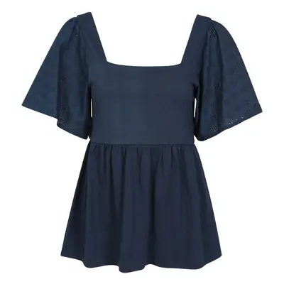 Verona damski haftowany top z rękawami - Navy